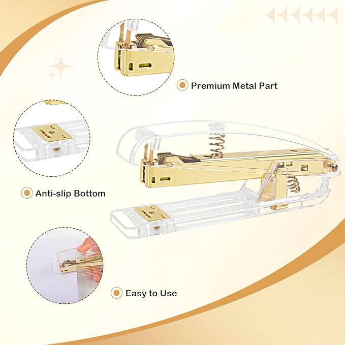 Office Desk Accessories Supplies - 11 Pcs Gold Desk Decor Set with 360-Degree Rotating Pen Holder, Women Cute Aesthetic Office Essentials Kit, Stapler Tape Dispenser, Acrylic Gift for School Home Work