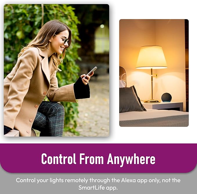 Alexa Light Bulbs 130W Equivalent, Smart Light Bulbs Directly Works with Alexa, RGBCW Color Changing light bulb, 90+CRI, A19 E26 Bluetooth Light Bulb, No WiFi Required, 12W 1300LM, 4 Pack