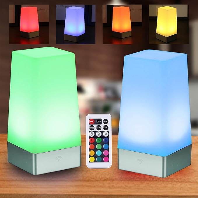 WRalwaysLX Motion Sensor Table lamp (2 Remote Silver Square)