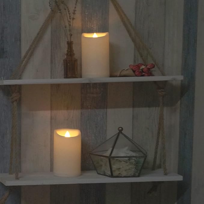 CANDLE CHOICE Outdoor Battery-Operated Flameless Candles with Remote Timer Waterproof Flickering Plastic Electric LED Pillar Lights for Lantern Patio Garden Wedding Halloween Christmas 3”x5” 2 Pack