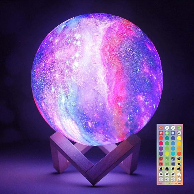 CPLA Galaxy Moon Lamp Upgrade 128 Colors, Birthday Gifts for Kids Girls Boys Teens Her, Remote & Touch Control, Diameter 5.9 inch