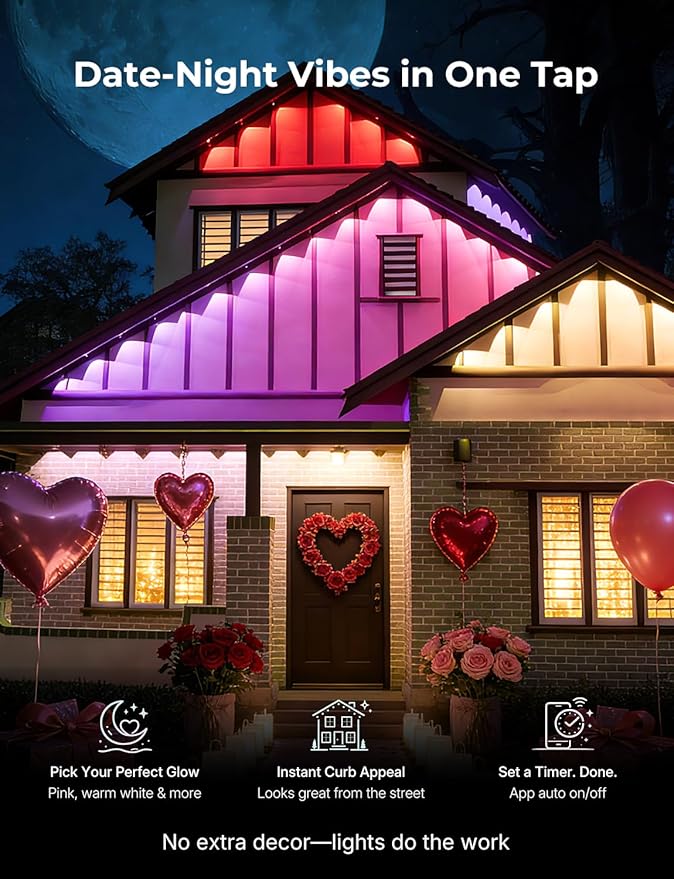 Permanent Outdoor Lights, 400ft RGB+IC Smart Outdoor Lights for House with 200 LED, IP67 Waterproof LED Light for Outdoor Decorations, Work with Remote, APP