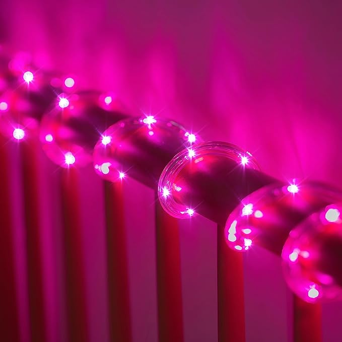 50ft Pink Rope Lights,Connectable for Indoor & Outdoor,110V Transparent Flexible Tube Lights,Waterproof LED Rope Lighting for Outside,Deck,Patio,Pool,Camping,Bedroom Decor,Landscape Lighting