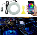 Interior Car LED Strip Lights, 5M 16FT Ambient Lighting Kits, Button Switch & APP Bluetooth Control, Music Sync Fiber Optic Cars Interior Neon Light Strip, USB 5V for Car Inside Decoration