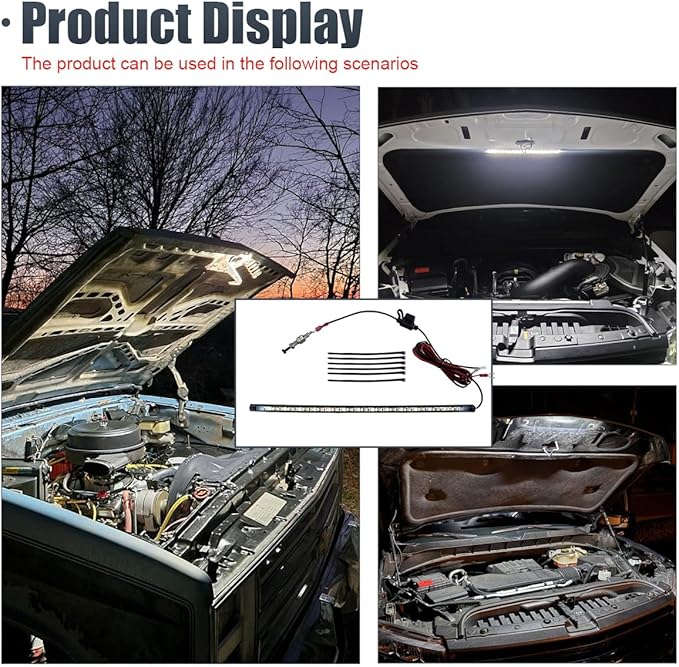Car Under Hood LED Light Kit, 12V Waterproof Car Under Hood Work Inspection Lights, Automatic On/Off Vehicle LED Strip, Universal Auto Lights Bars for Cars, Trucks, SUVs (2835)