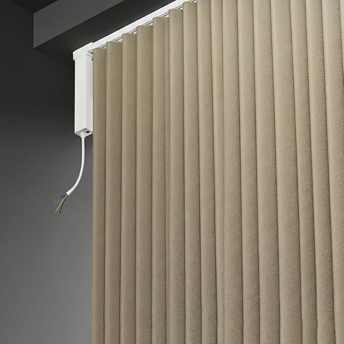 S-Fold Motorized Curtain Track Kit, 2.5N Heavy Duty 5-Wire Hardwired Smart Electric Curtains with Remote, Automatic Curtain Opener, Custom Length (5.0 meters (196.8 inches))