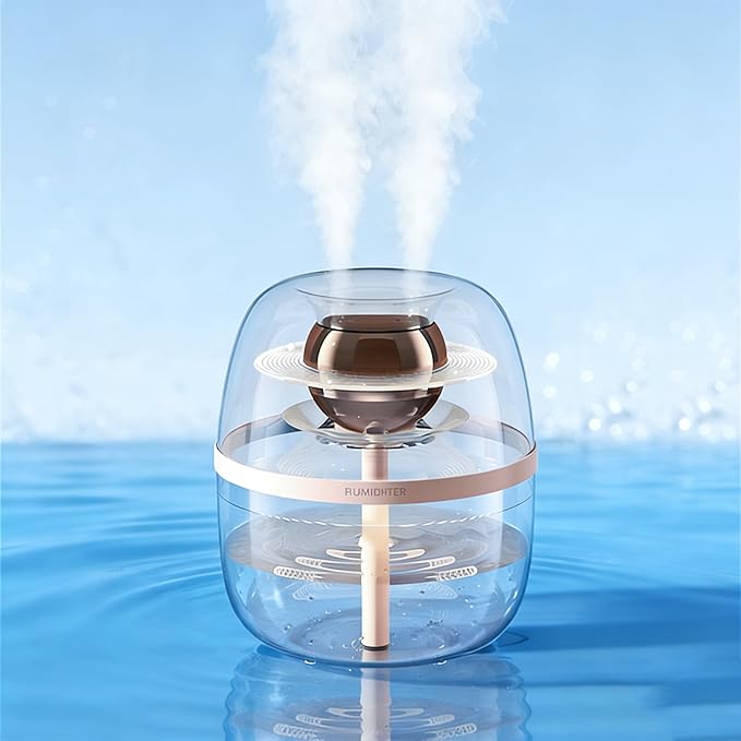 JINGYAN 3L Ultrasonic Cool Mist Humidifier - Transparent Tank, Easy to Clean, Dual Spray for 20H Quiet Mist Time, Night Light, Auto Shut-Off for Large Bedroom, Office, Plant Care (Pink)