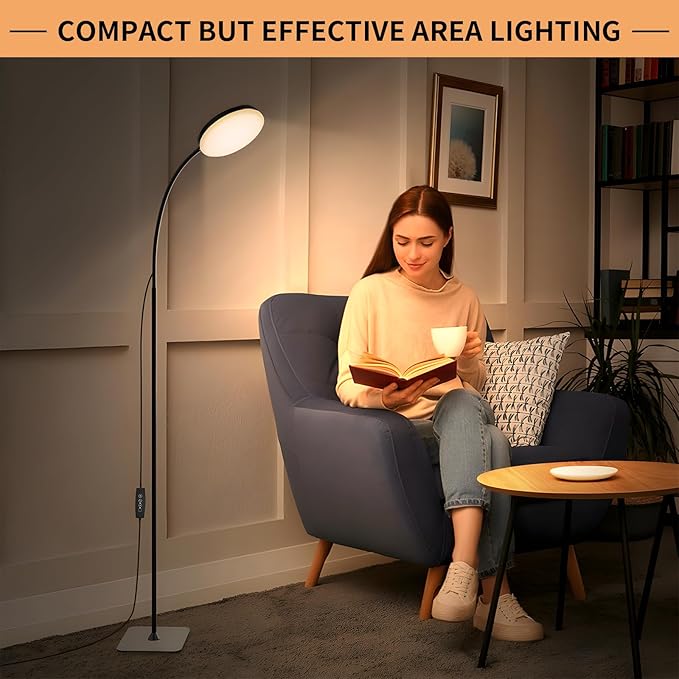 168 LED Floor Lamp with Remote Control, 2-in-1 Convertible Floor/Desk Lamp, 360° Adjustable Gooseneck, [3 Color Temperatures & 10 Brightness Levels], 10W USB Powered, Memory Function