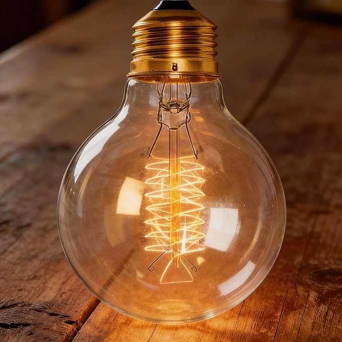 Jslinter Incandescent Light Bulbs 60 Watt Dimmable Bulbs 4 Pack, 2200K G80 Soft Light Bulbs Warm Light, 110v E26 Eecorative Light Bulb, Vintage 230LM Edison Bulb for Bedrooms, Living Rooms Clear glass