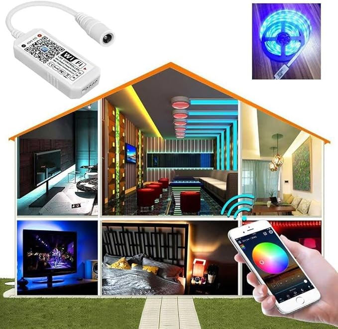 3 Pack Smart WiFi LED Controllers, RGB Led Strip Lights Wireless Control, Compatible with Alexa & Google Home & IFTTT, Free Magic Home App Control for Home Decoration TV Background Stair LED Lights
