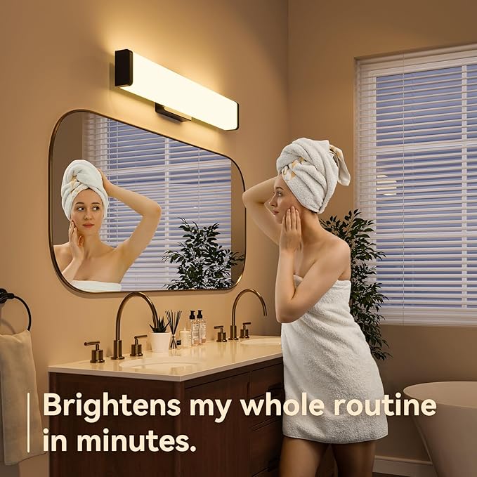 Amico Bathroom Vanity Light Over Mirror 32 inch, Dimmable 5CCT Led Vanity Lights for Bathroom, Modern Black Wall Lights-ETL Certificated