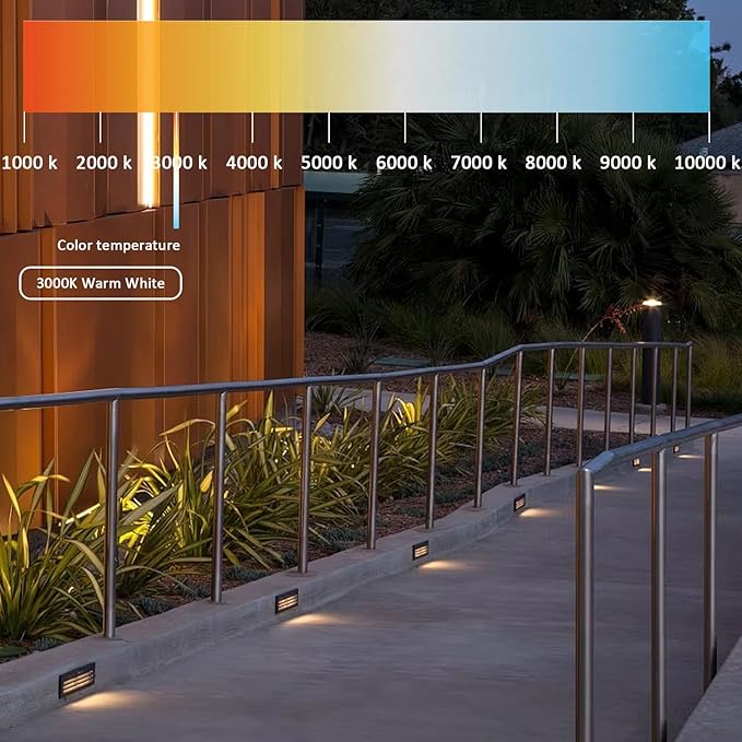 Low Voltage Step Lights 8PK Landscape Lighting Stair Lights 3000K Warm White 2W Outdoor Lights Warm White Light Aluminum Housing Stairway Deck Light with Connector