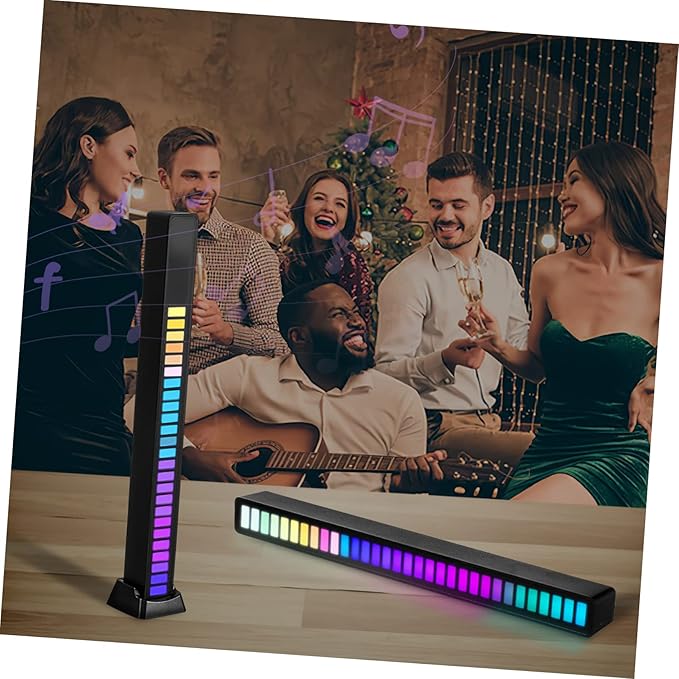 2-Pack RGB Rhythm Light Bars Rechargeable Sound Activated LED Lights for Ambient Lighting in Car and Bedroom Voice Activated Adjustable Brightness