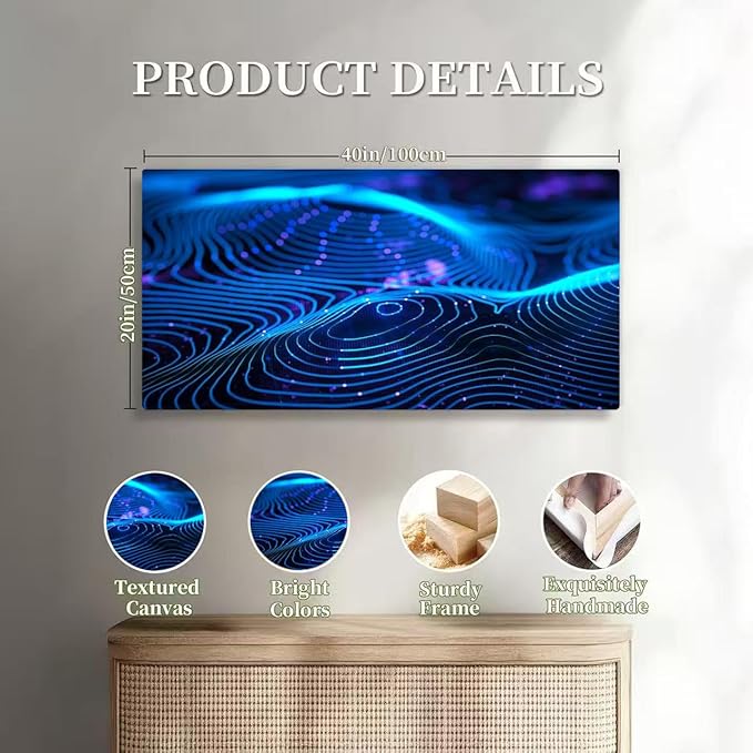 Wibinuki Wall Art Wall Decor Wall Paintings Da Flow And Technology. s of innovion, AI, cloud technology for Living Room Bedroom Bathroom Home Decor Can Be Hung Directly 20"x 40"