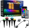 100 FT Permanent Outdoor Lights, Waterproof 2-in-1 Eaves & Ground Stakes LED String Lights with App/Remote Control for House, Garden– Smart Color-Changing Lighting for Halloween Christmas Decorations