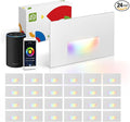 ASD LED Recessed Step Light Fixture, Outdoor & Indoor Tread Lighting | RGBW, Smart, Waterproof, ETL Listed | 3W 60LM RGB-2700K-6500K 120V | Staircase Hardwired Illumination | White, 24 Pack