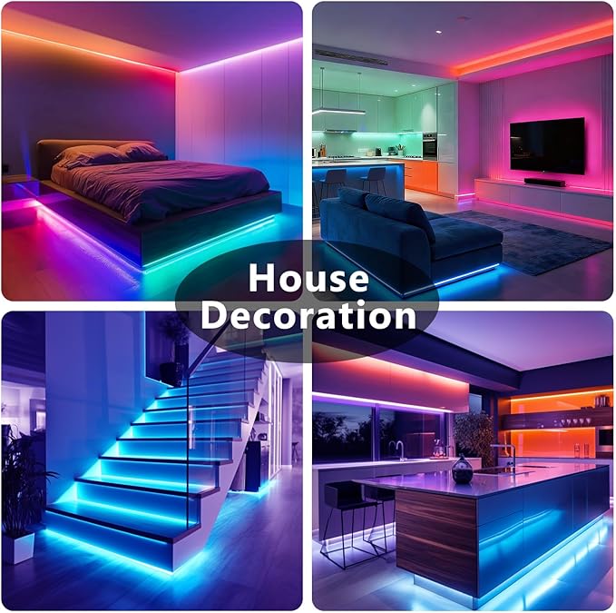 DAYBETTER Led Lights for Bedroom 150 ft (2 Rolls of 75ft), LED Lights with App Voice Control Remote, RGB Music Sync Color Changing Lights, Kitchen, Party,Home Decoration