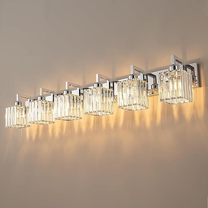 19.5" KnurledBrassWallSconcesSetof2,BronzeBathroomVanityLightFixtureswithWaterRipplesGlassTube,ModernLampforBedroom,LivingRoom,Hallway,Staise,Mirror,Kitchen