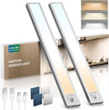 Under Cabinet Lights Wireless, 2 Pack 11.8 inch 1500mAh 3000K 4000K 6500K 3 Color Temps Dimmable Motion Sensor Light Indoor, Rechargeable LED Under Counter Lights for Kitchen, Stairs, Closet
