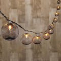 Decorative Lantern String Lights Plug in with 10 Black Metal Ball, Connectable Waterproof Outdoor Decorative String Lights Indoor for Bedroom Patio Pergola Decor