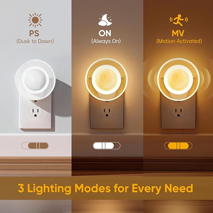 Night Lights Plug into Wall - Motion Sensor Plug in Night Light with Auto Dusk to Dawn,Dimmable Soft White, Bright Nightlight for Cruise Bedroom Bathroom Hallway Kitchen
