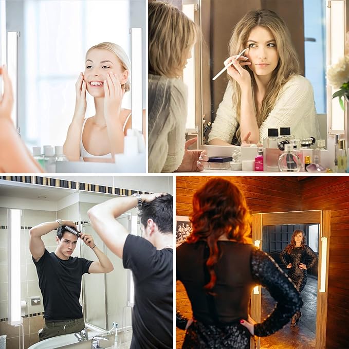 MY BEAUTY LIGHT Angle Adjustable LED Vanity Lights for Mirror, Bright Dimmable and Color Temperature Changeable LED Makeup Lights, Stick-on 24V Plug-in Bathroom Vanity Light Fixture