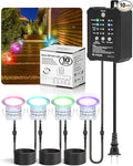 HIBOITEC RGB Deck Lights Kit with Low Voltage Transformer Timer and Photocell Sensor Outdoor IP67 Waterproof for Garden Yard Stair Patio 10 Packs