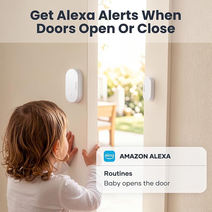 2 Pack Zigbee Door Sensor, Mini Smart Contact Sensors for Doors, Home Automation, Compatible with SmartThings, Alexa, Home Assistant, Hubitat, Aeotec and Homey (Zigbee Hub Required)
