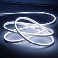 White Neon Led Strip Lights, 16.4ft/5m, 12V 6500K Cool White Flexible Silicone Led Strip Lights IP65 Waterproof Led Neon Rope Lights for Kitchen Bedroom Indoor Outdoor Decoration (No Adapter)