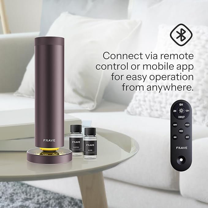 Tower Waterless Scent Diffuser & Oil Kit, 2000 Sqft Coverage, Hotel Diffuser with Bliss & Santal Aroma Oil for Large Room, Home Office, Hotel, Remote & App Control Cold Air Machine, Sandstone