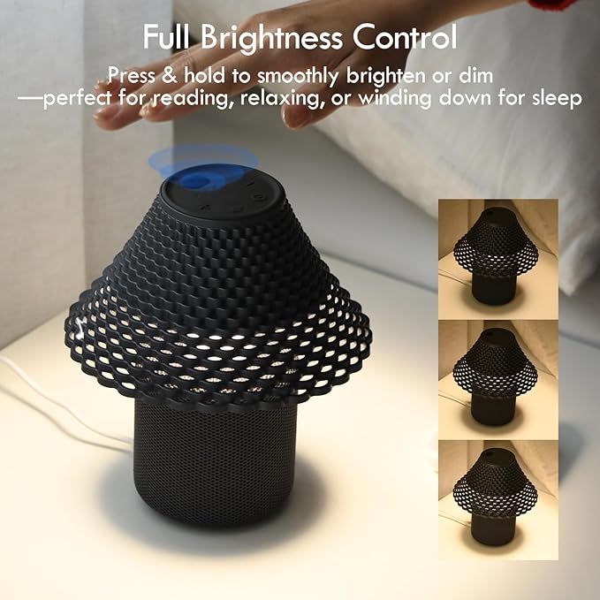 Bedside Table Lamp with White Noise Machine - 10 Soothing Sounds, Gesture Control Sensor & Dimmable Night Light - 30/60/90 Min Auto-Off Timer for Sleep, Nursery, Office & Home Decor- Gray
