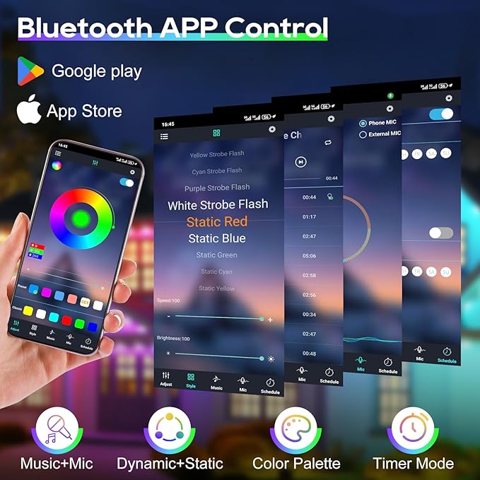 500FT Outdoor Led Strip Lights Waterproof - Music Sync RGB, IP68 Outside Led Strips with Bluetooth App & Remote Control, RGB Exterior Led Lights for Deck,Courtyards,Balcony,Roof,Garden,Pool