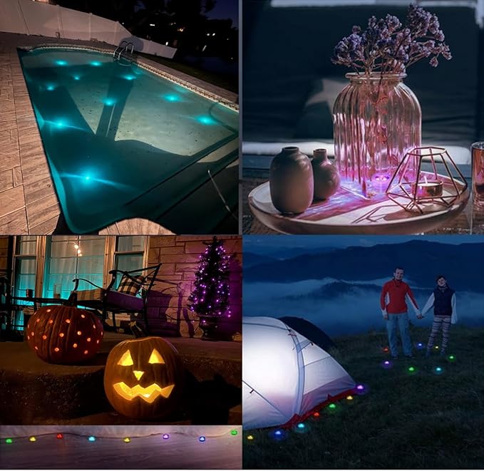KEMANI Mini Submersible Led Lights, 5pcs Small Underwater Tea Lights Candles Waterproof with Remote Battery Operated, RGB Multicolor Changing for Wedding Home Party Festival Decoration
