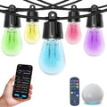 100ft String Lights for Outside, Smart RGB IC Warm White Patio Lights Outdoor Waterproof with Remote & App Control, Compatible with Alexa Great for Porch, Yard, Pergola