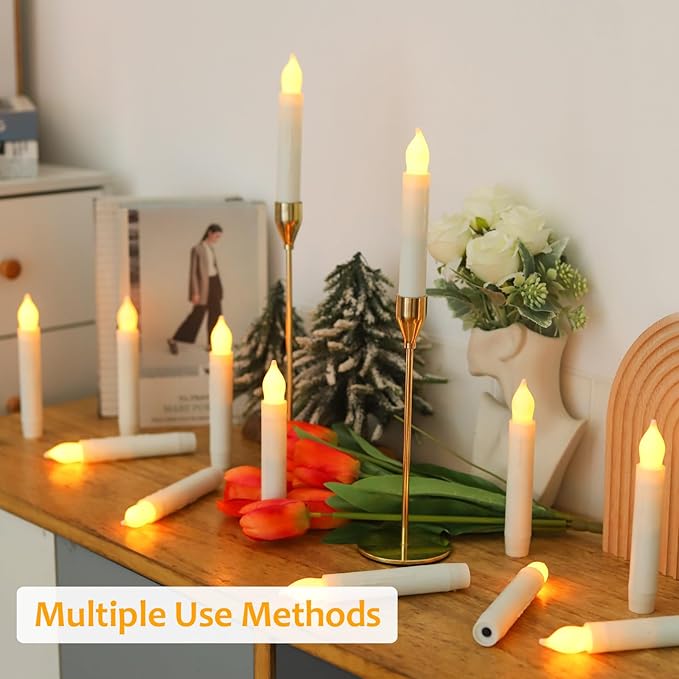 Flameless Candles with Remote, Battery Operated Candlesticks, Led Taper Candles with Timer, Flickering Electric Candleslights for Home Party Christmas Decor H: 6 inches 12 Packs