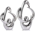 2PCS Home Decor Accent Ceramic Statue Abstract Sculptures Centerpieces Mid Century Modern Decor for Tables Coffee Table top Decorations for Living Room Desktop Shelf Dining Room Kitchen (Sliver)