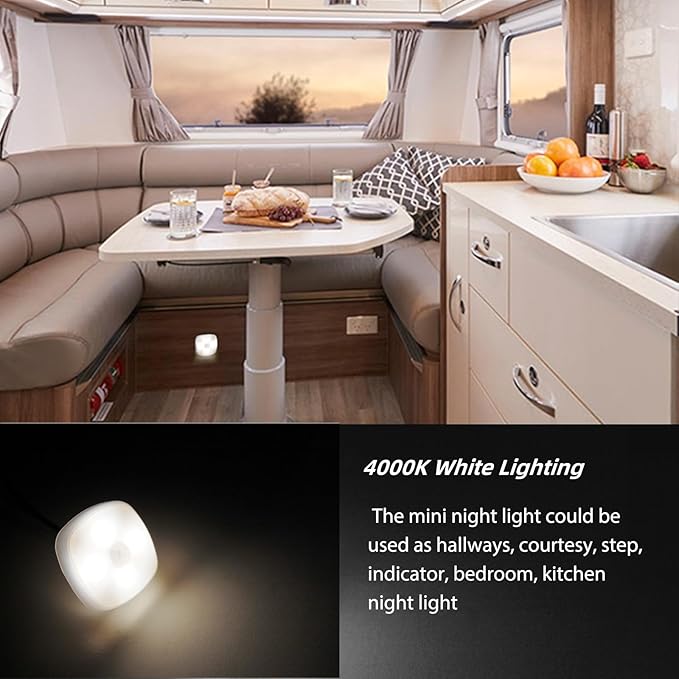Dream lighting LED Motion Sensor Light and Switch Combo for RV Marine Boat, 1.7inch Waterproof Aisle Light Stairway Courtesy Light, 4000K Soft White Lighting, 12 Volt 0.3 watt, 10 lumes (1 Light)