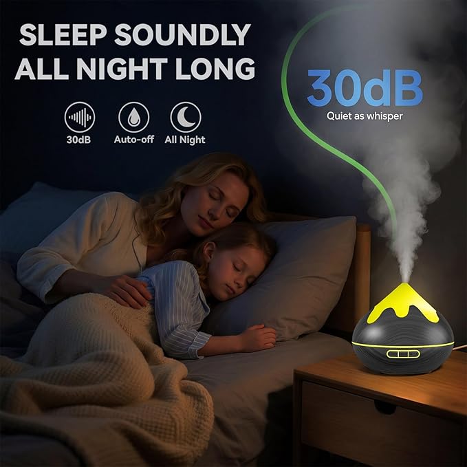 500ML Essential Oil Diffuser, Aromatherapy Diffuser with Remote Control, Multifunctional Air Diffusers for Home Office Room, Fragrance Aroma Diffuser with 7 Color LED & 2 Mist Mode, Black