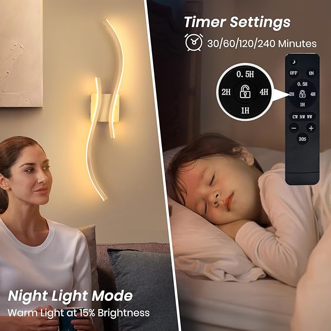 CANEOE Battery Operated Wall Sconces with Remote Control,10000mAh USB Rechargeable Gold Wall Light,3000K-6000K LED Wireless Wall Lamp for Bedroom,Hallway,Background Wall,31.5inch,1 Pack