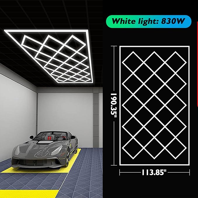 Large Hexagon Garage Lights 23 Hex Ultra-Bright Led Lights New Updated Diamond Commercial Lighting for Garage Car Detailing Barber Shop Gym Warehouses Basement.