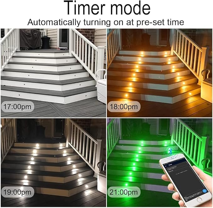 LED Deck Light Kit, 20pcs Φ1.77 WiFi Wireless Smart Phone Control Low Voltage Recessed RGBW Deck Lights with Remote, Voice Control, IP67 Waterproof Outdoor Path Stair Landscape Lighting, Black