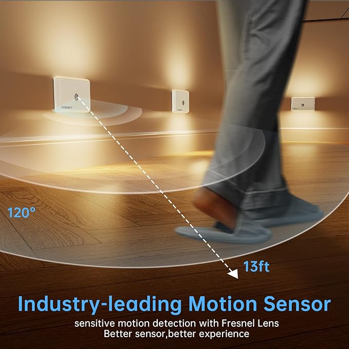6 Pack Motion Sensor Night Light,Rechargeable Stair Lights, Motion Sensor Light Indoor, Battery Operated Night Light for Hallway, Stairway, Bathroom, Bedroom, Kitchen