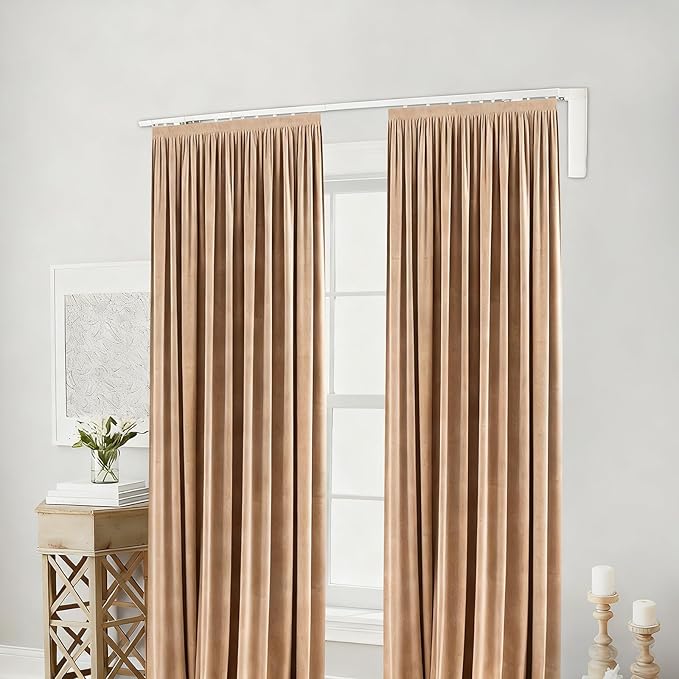 Smart Electric Curtain Track System, 47''-87'' Telescoping Motorized Curtain Rail Works, Remote & WiFi Control Curtains Rod, 88LB Load, Ceiling Mount Automatic Curtain Opener, Quiet Motor