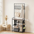 VEVOR Hall Tree, 70.9 in Coat Rack with Shoe Storage, Freestanding 4-Tier Shoe Rack Organizer with Hooks, Side Pocket and Wire Shelf, Steel Frame Entrance Coat Holder for Entryway, Bedroom, Closet