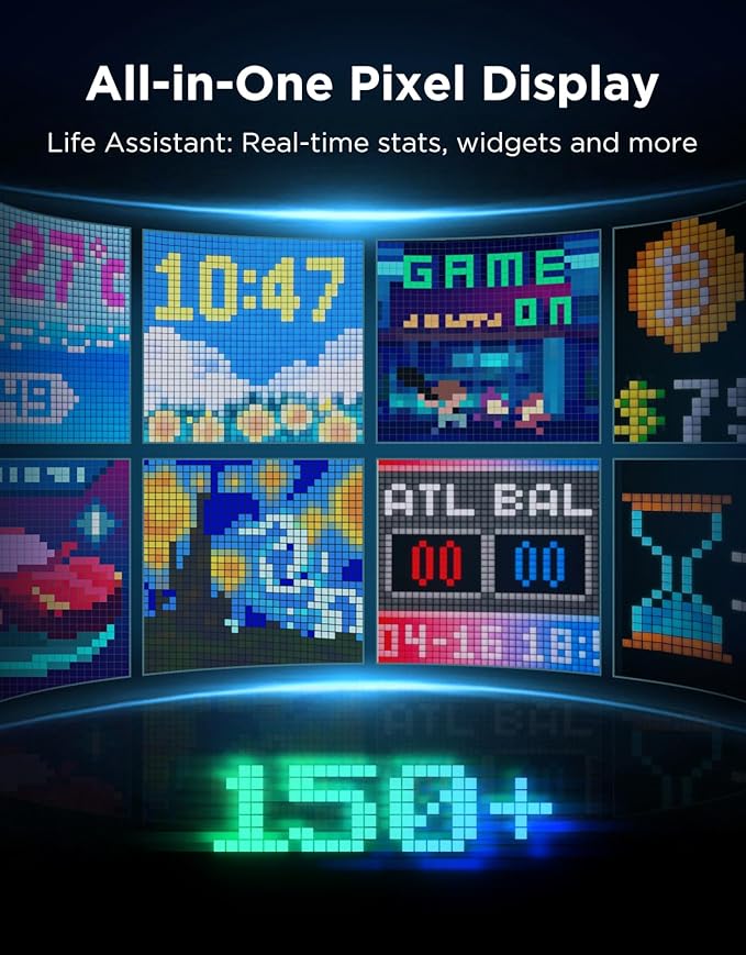 Govee Gaming Pixel Light, RGBIC LED Panel with Real-time Info Display, 150+ Scene Modes & DIY Options, Smart Pixel Lights (Wi-Fi Only), Works with Alexa, Ideal for Game Room Decor, 32x32 Pixels