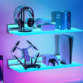 VST Floating Shelf with RGB Light, Compatible with Alexa Google Assistant App Remote Control, Handwave ON/Off, Metal Wall Mounted Light Emitting Shelves for Living Room Bathroom Bedroom, 2 Pack