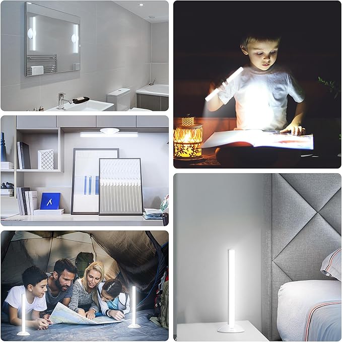 LED Mirror Lights Portable Rechargeable Vanity Light 3 Brightness Touch Control Makeup Light for Bathroom Dressing Room 2 Packs
