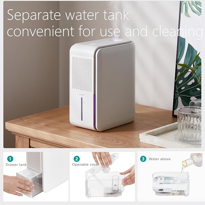 3 in 1 Dehumidifier, Humidifier & Aroma Diffuser with Air Combo One - 39Oz, Small Auto Purifier Humidity Control Quiet 27db Multifuctional Colorful Mist,for Bedroom/Bathroom/Bome/Basement(350 sq.ft)