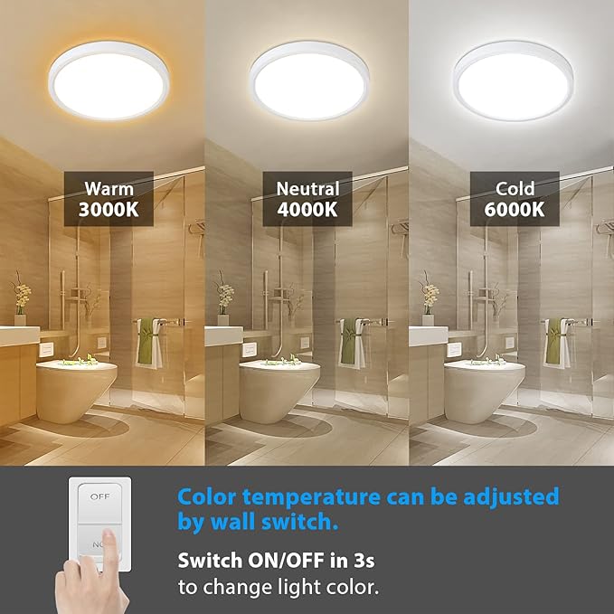 Unicozin Dimmable Ceiling Light with Remote Control, Wired 8.7Inch 18W 3000K-6000K Light Color Adjustable, Round LED Flush Mount Ceiling Lamp, White Flat Panel Lights for Dining Room, Bedroom, Kitchen