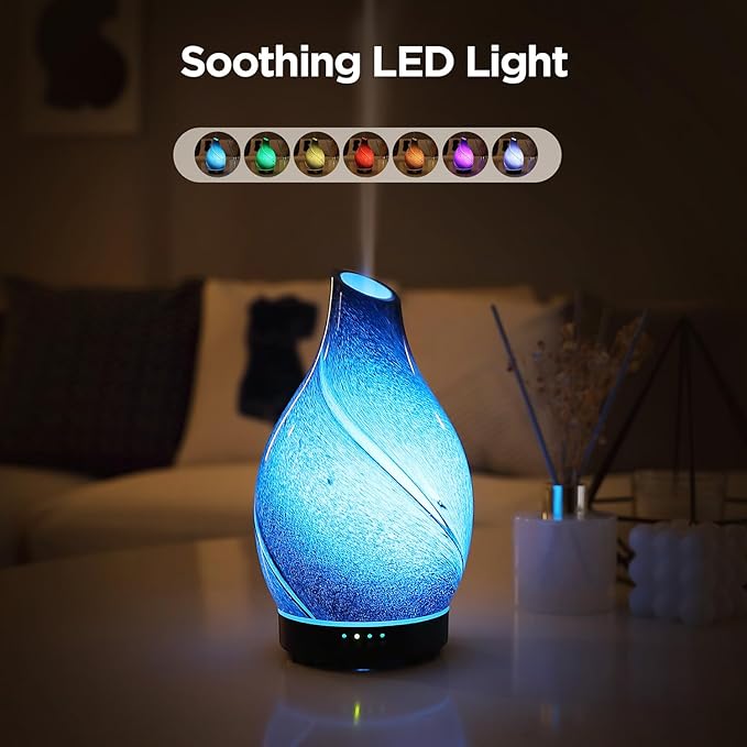 Star River Aromatherapy Diffuser - 160ml Ultrasonic Essential Oil Diffuser with 7-Color LED Night Light, Cool Mist Humidifier, Intermittent Mode & Auto Shut-Off for Home, Gift